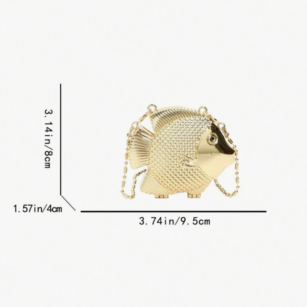 Small Gold Fish Statement Bag – Coastal Charm Meets Golden Elegance - Picture 4 of 10